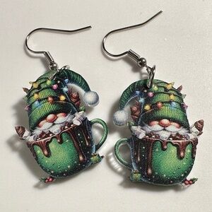 Festive Green Gnome Earrings
